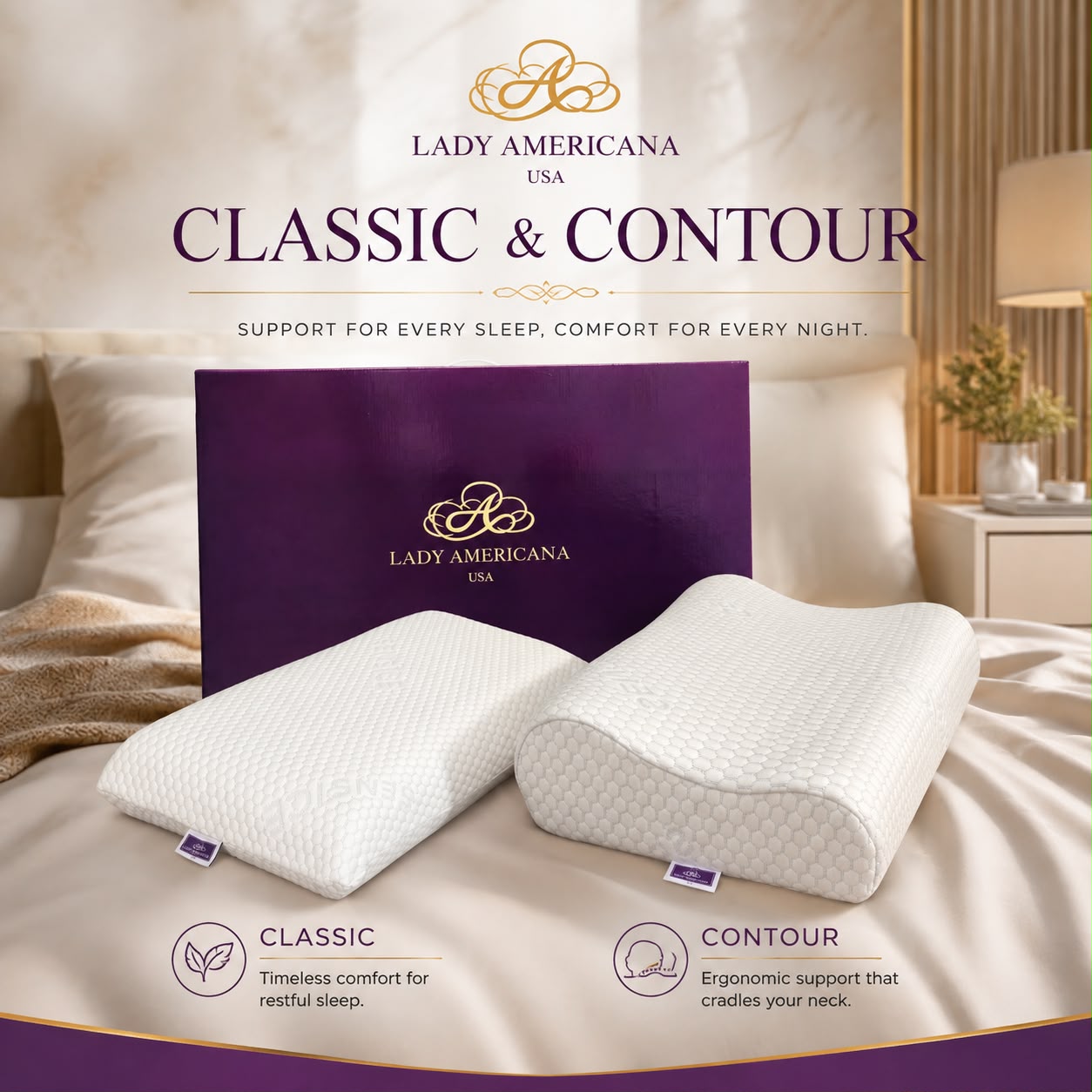 Memory Foam Pillow Lady Americana